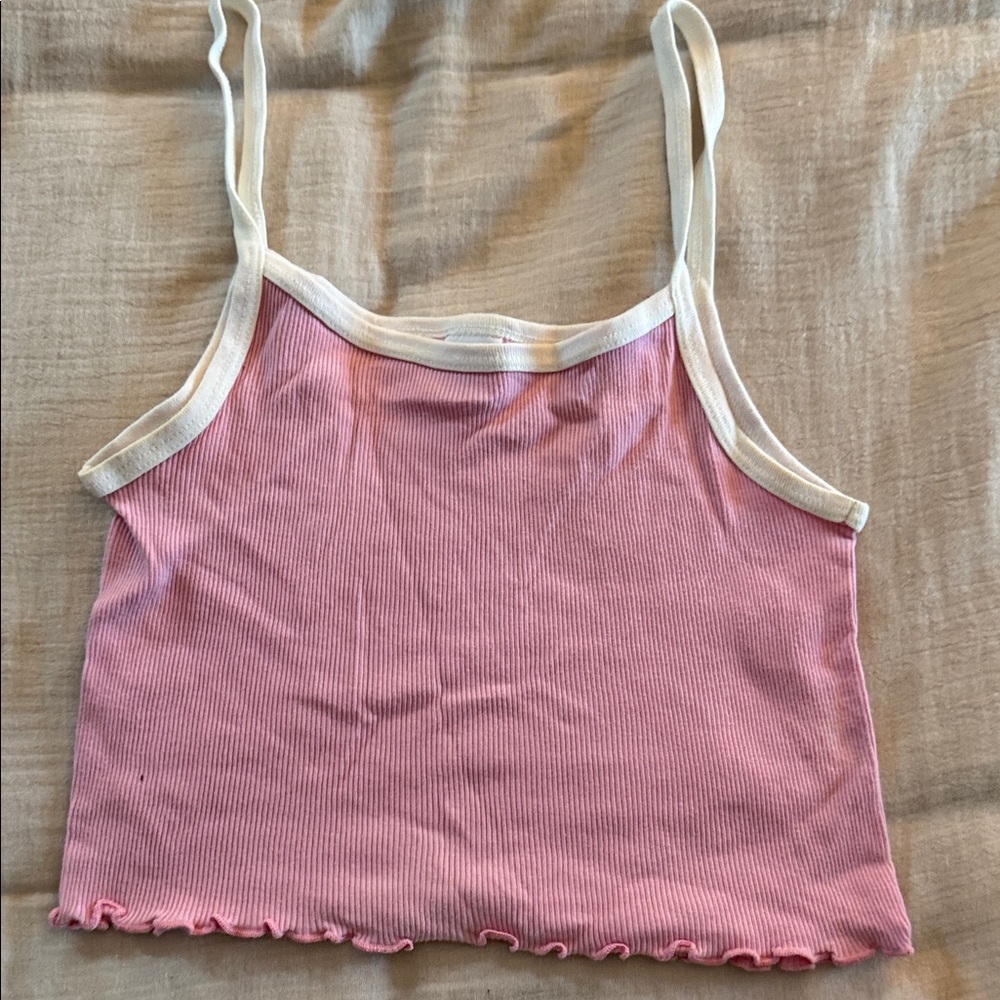 Vintage Brandy Melville Pink Cropped Ribbed Tank Top